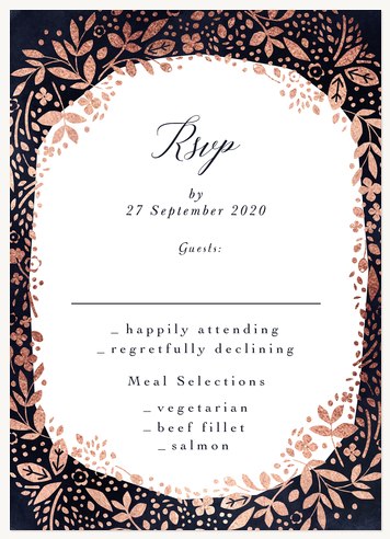 wedding rsvp cards glittering topiary rsvp wedding card