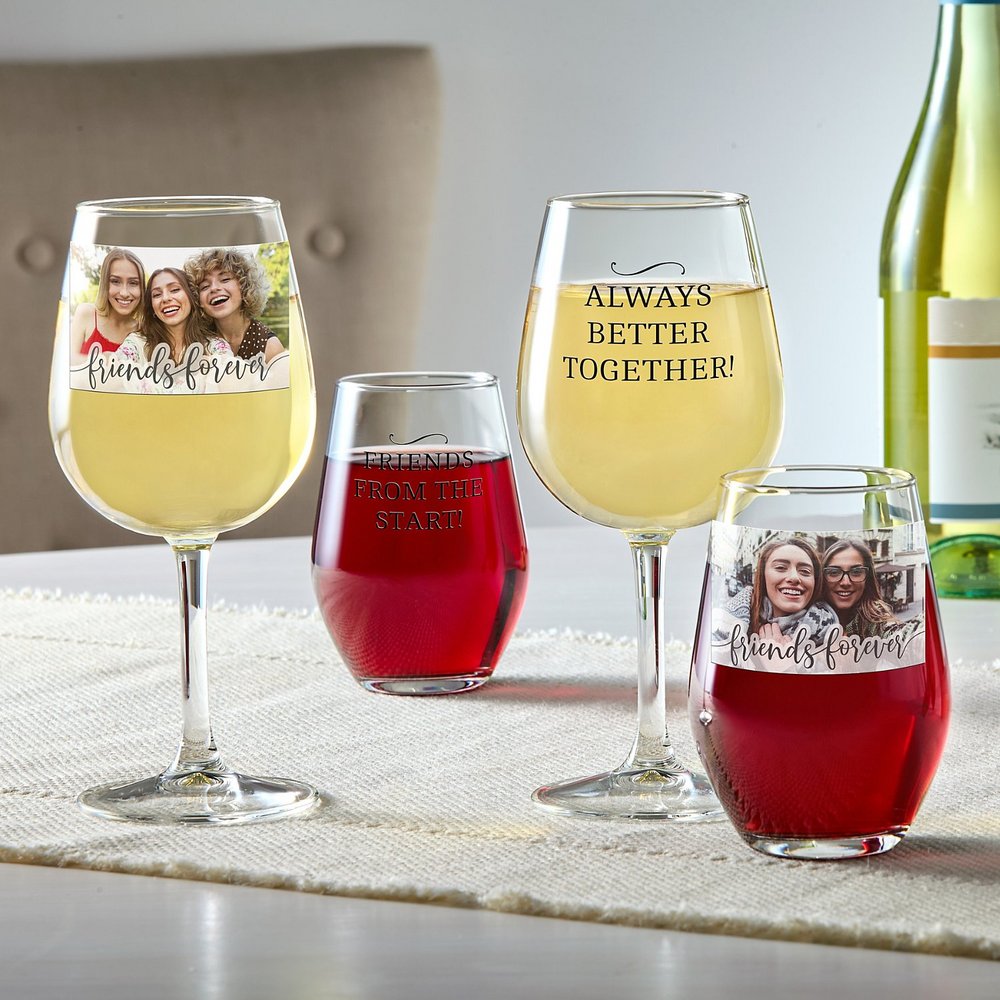 Forever Friends Photo Wine Glasses