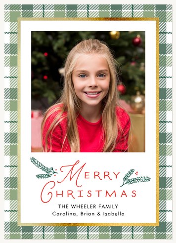 Fir Plaid Personalized Holiday Cards