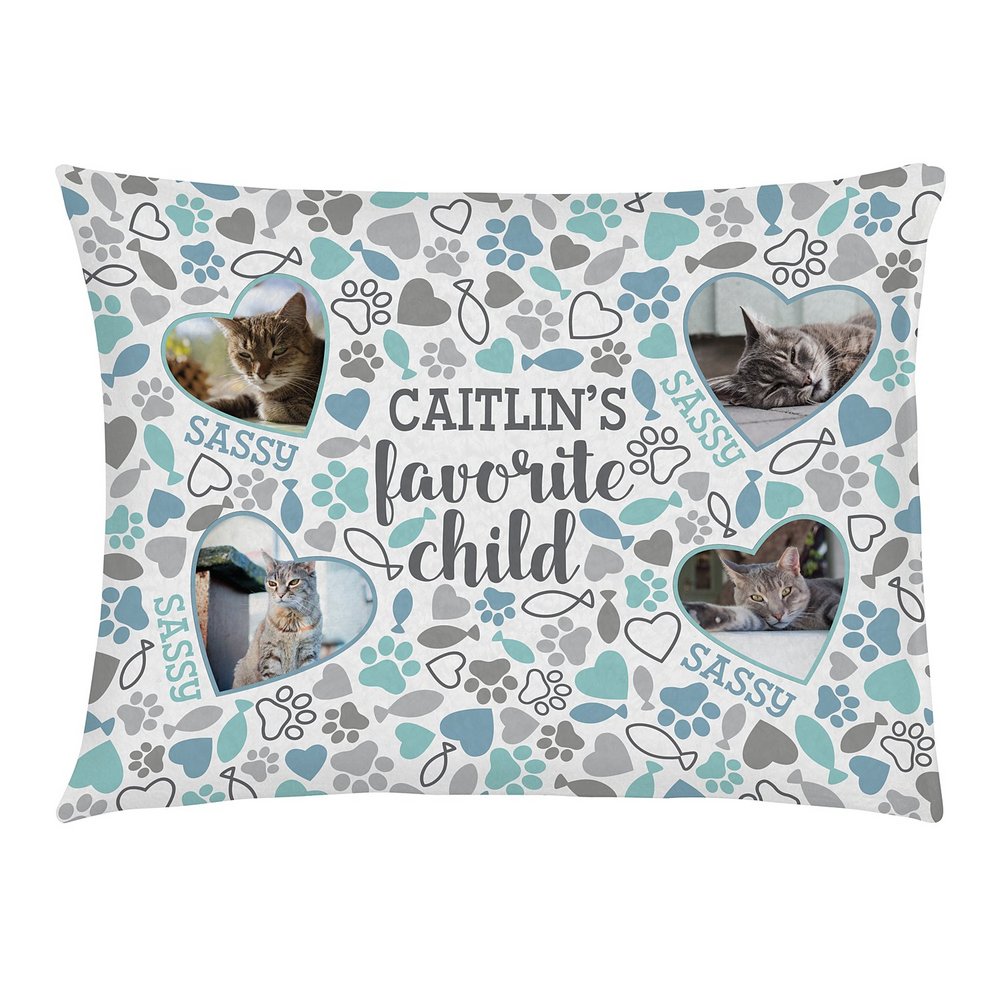Favorite Child Photo Pet Bed - Cat-Medium-Blue