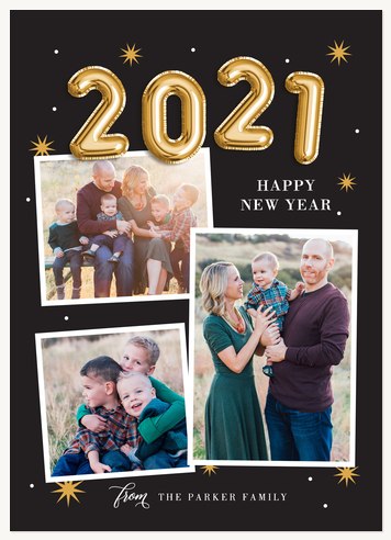Golden Balloons Personalized Holiday Cards