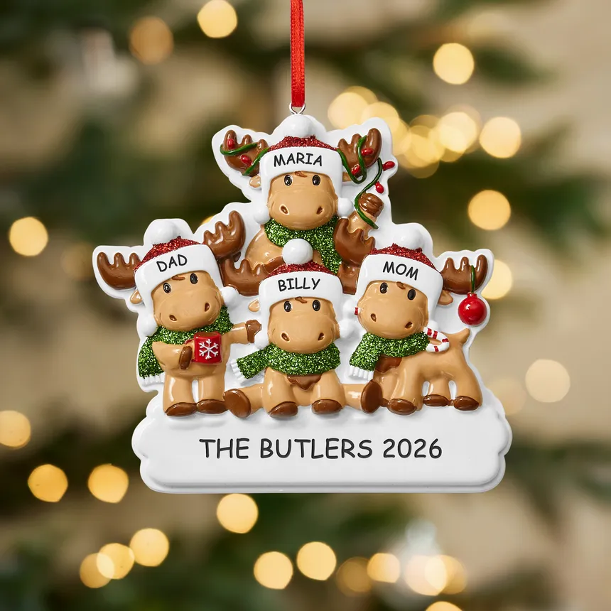 Cutesy Moosey Family Ornament
