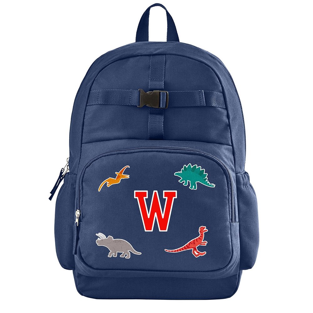 Decal + Monogram Navy Backpack - Dino - Red