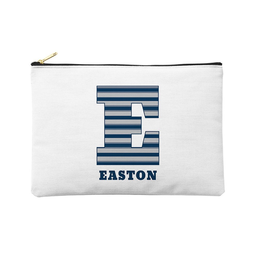 Their Own Name Zipper Pouch - Blue Stripes - Large
