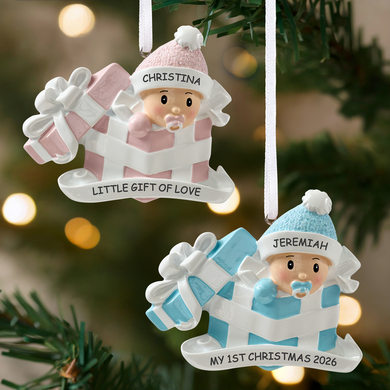 Baby in Present Ornament