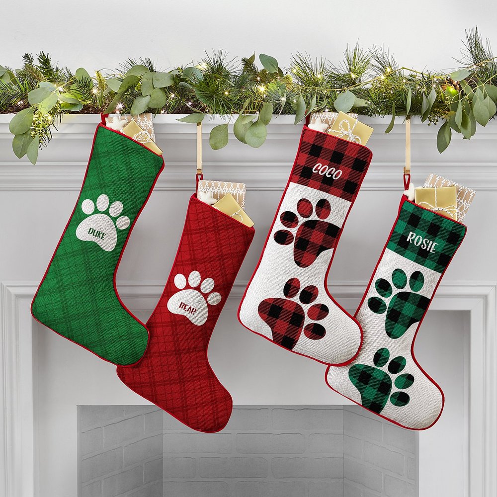 Plaid Paw Print Pet Stocking