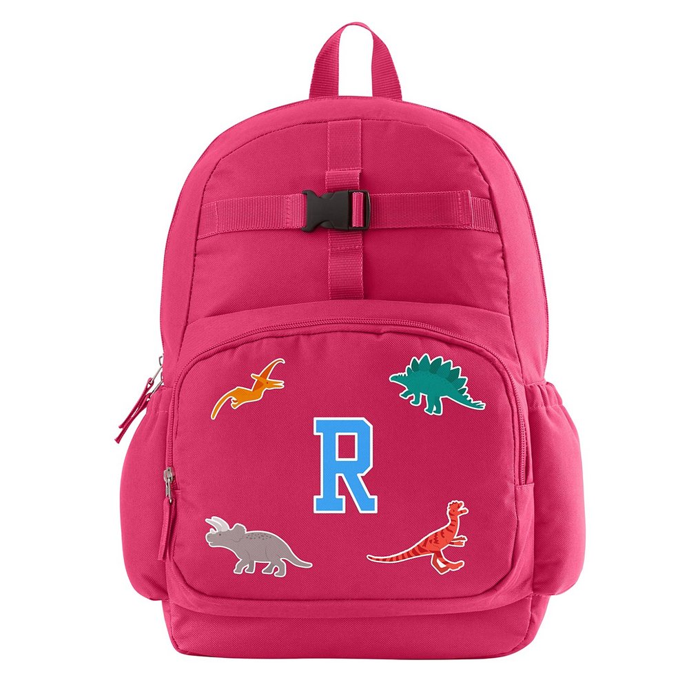 Decal + Monogram Pink Backpack - Dino - Blue