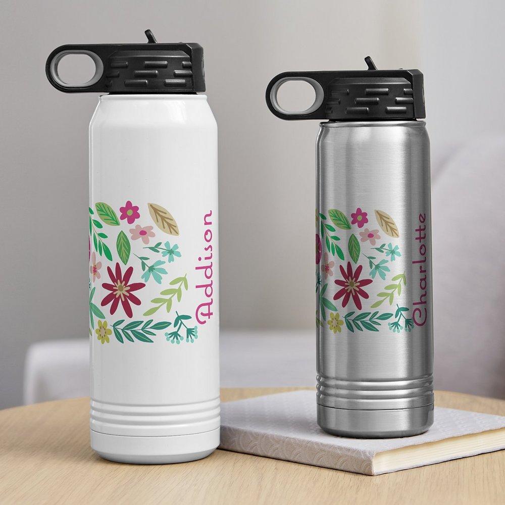 Personalized Colorful Flora Stainless Steel Water Bottle