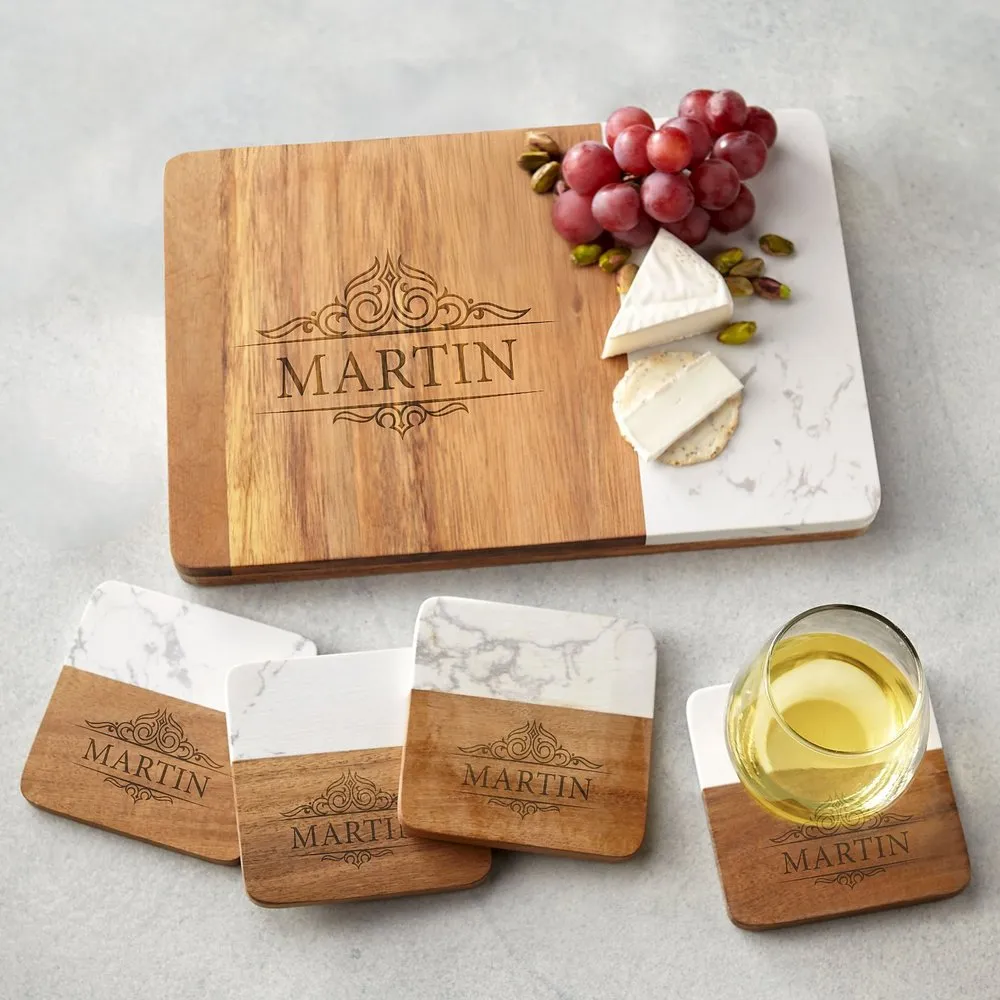 Marble Wood Entertaining 5pc Set