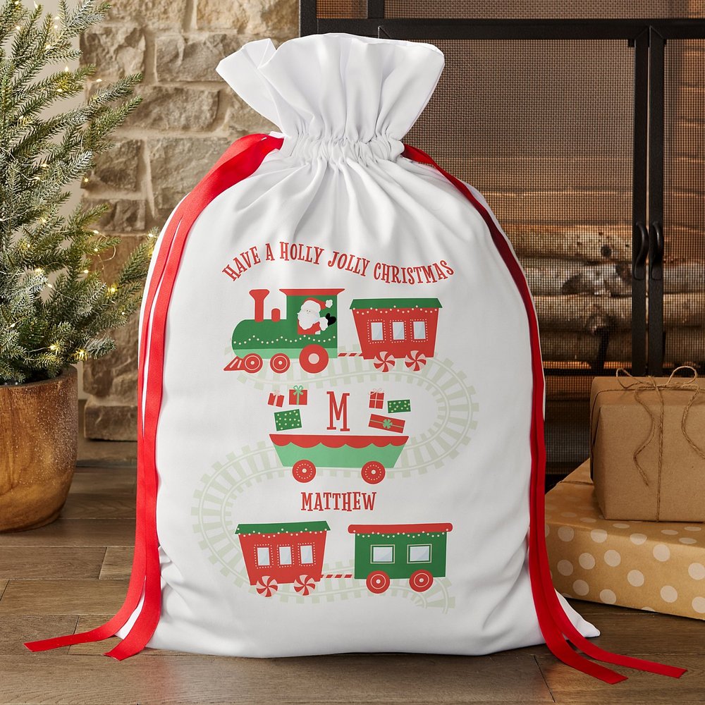 Holly Jolly Train Oversized Gift Bag