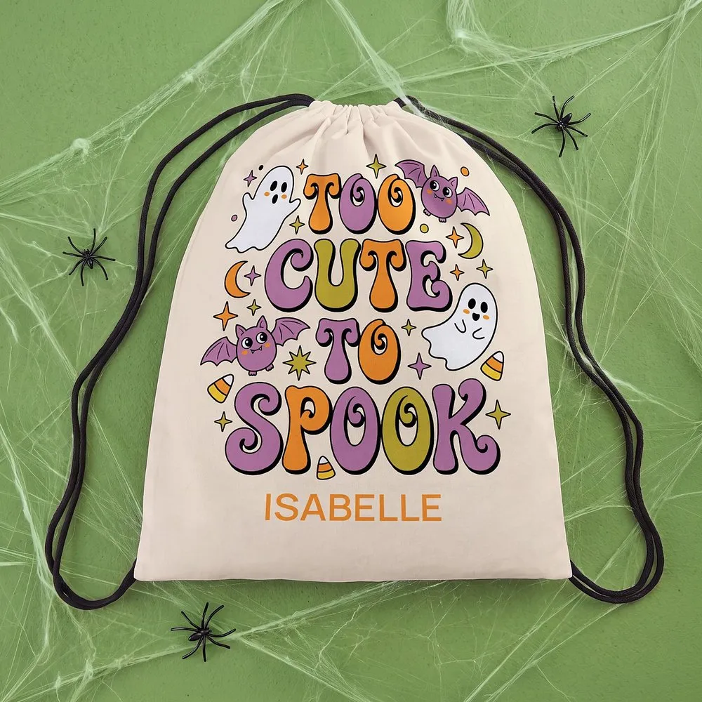 Too Cute To Spook Halloween Drawstring Treat Bag