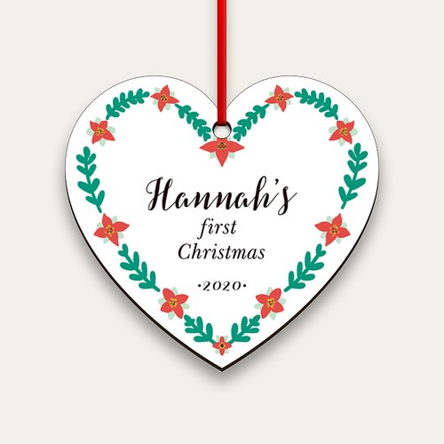 Poinsettia Heart Personalized Ornaments