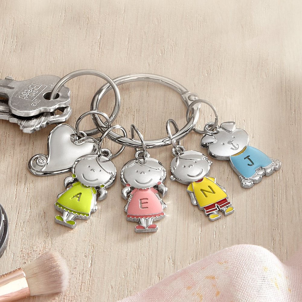 Loving Hearts Character Personalized Charm Keychain
