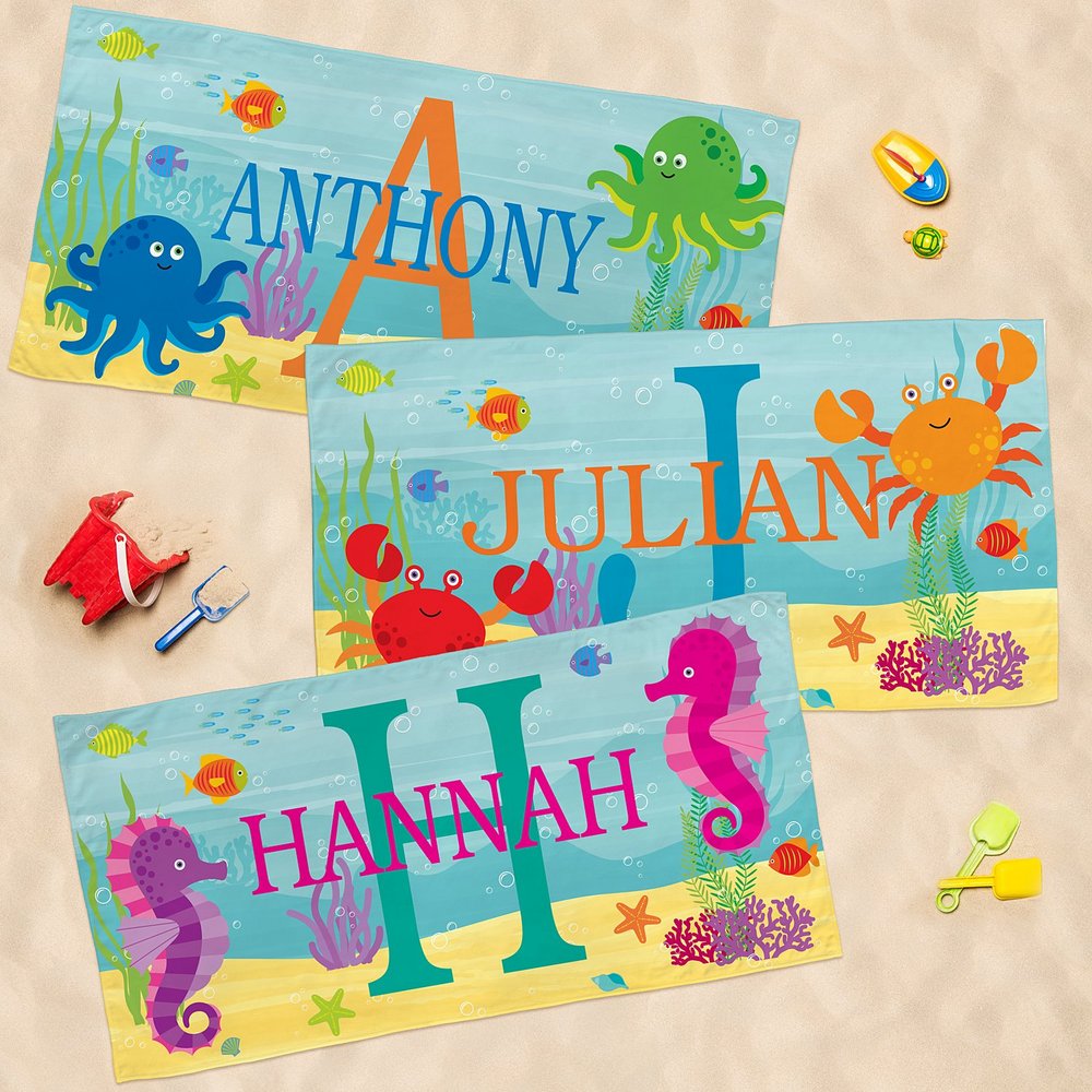 Personalized Coastal Name Beach Towel