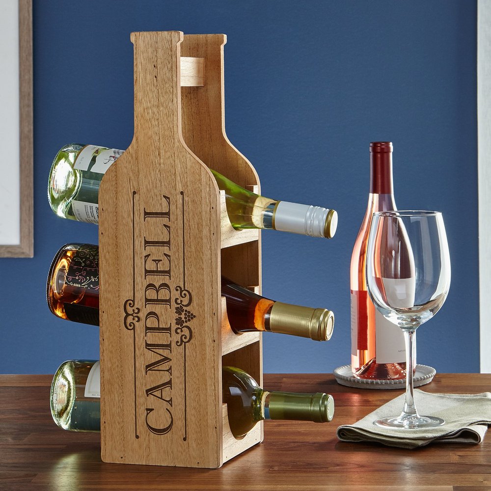 Rustic Wooden Personalized Wine Bottle Holder