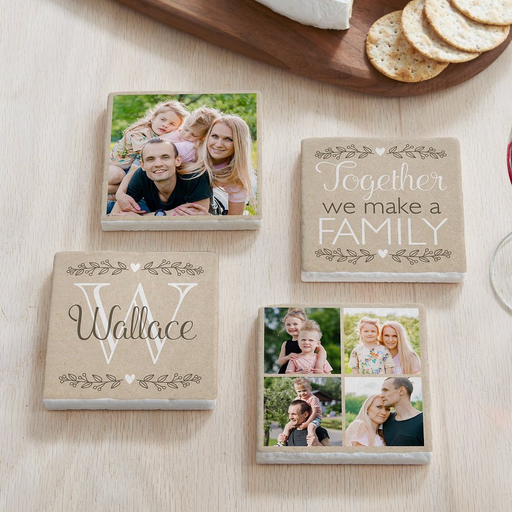 Picture Memory Collage Personalized Marble Coasters