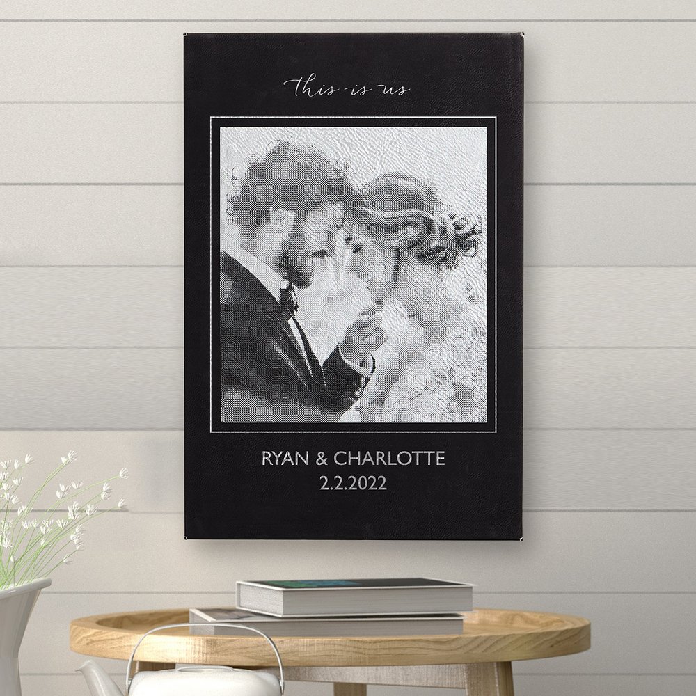Cherished Moments Personalized Photo Engraved Leather Wall Art