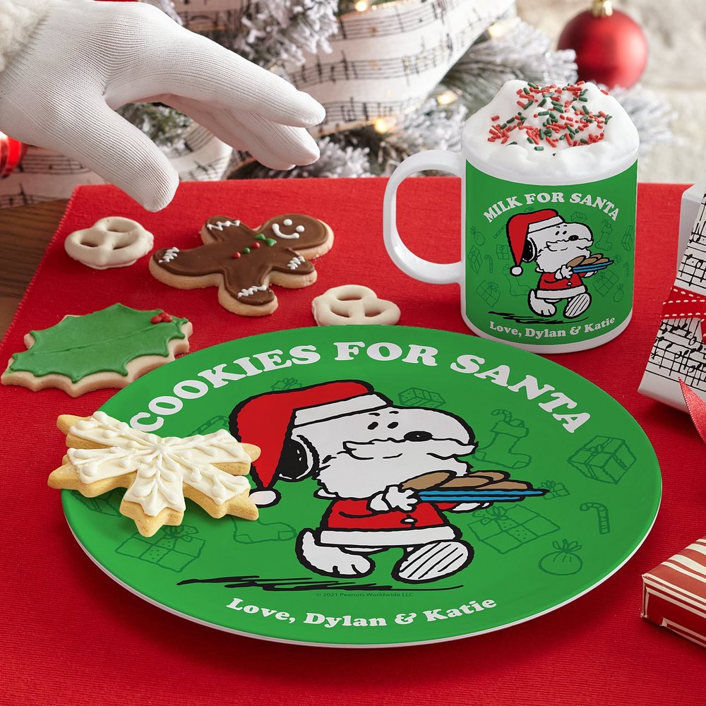 PEANUTS® Cookies for Santa Personalized Tableware