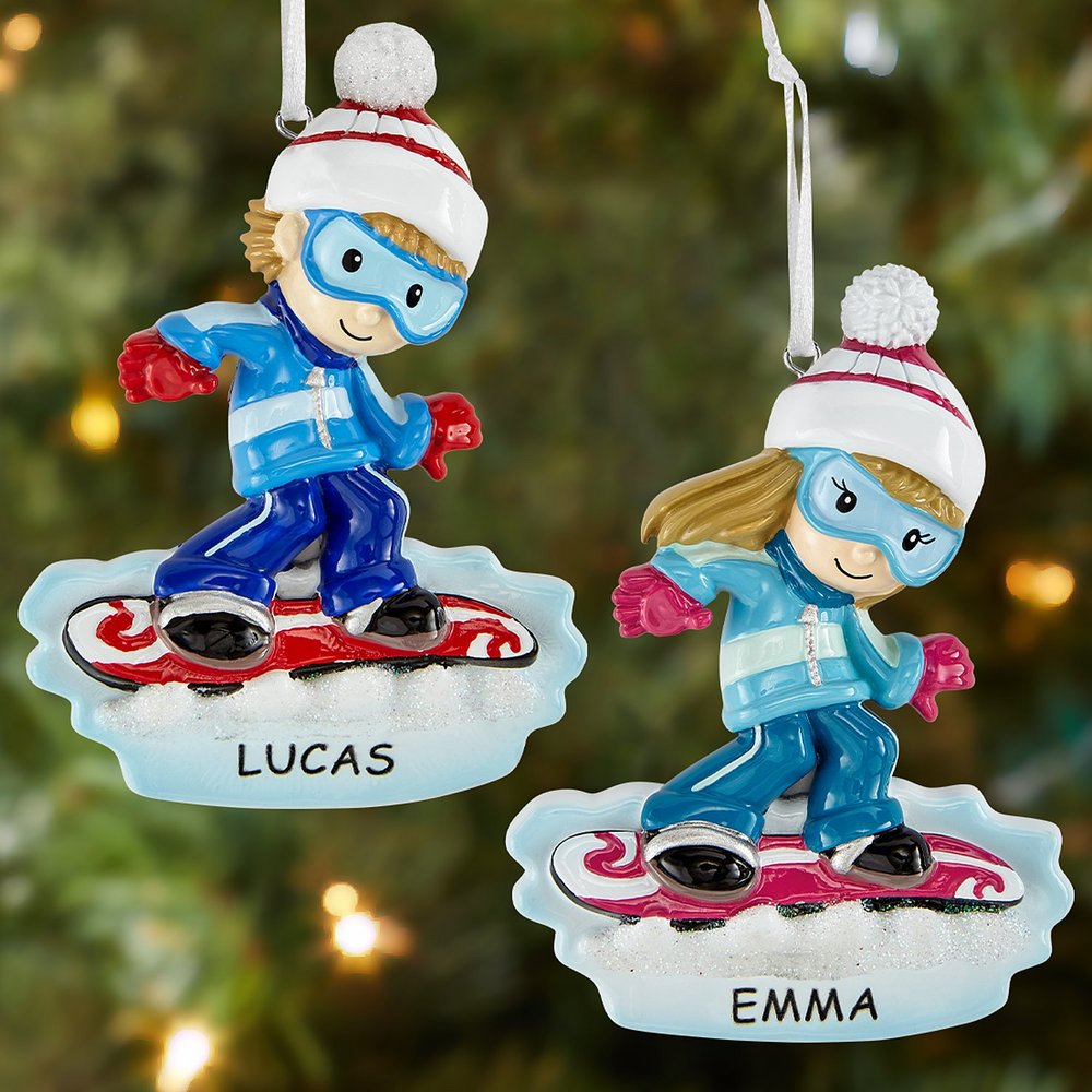 Snowboarder Delight Wintertime Personalized Ornament