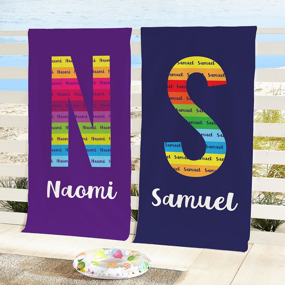 Bold Monogram Personalized Beach Towel
