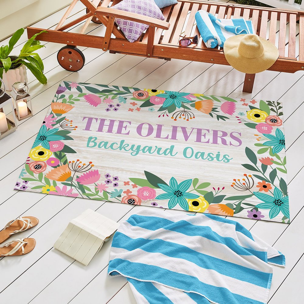 Blossoming Flowers Personalized Oversized Outdoor Rug