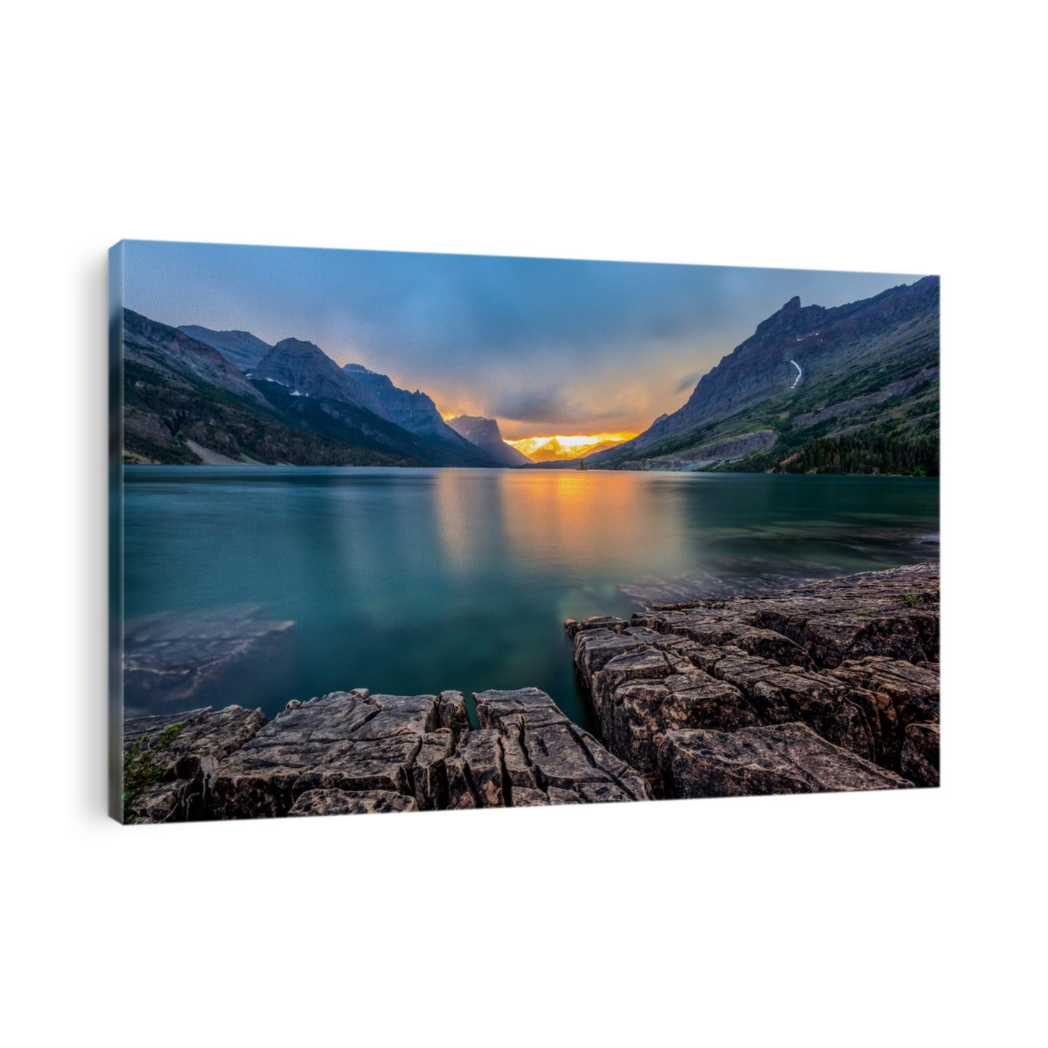 sunset at St. Mary Lake, Glacier national park, MT