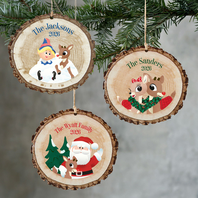 Rudolph® & Friends Rustic Round Ornament