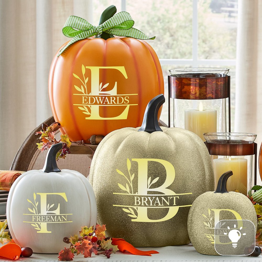 Illuminated Autumn Name Personalized Pumpkin