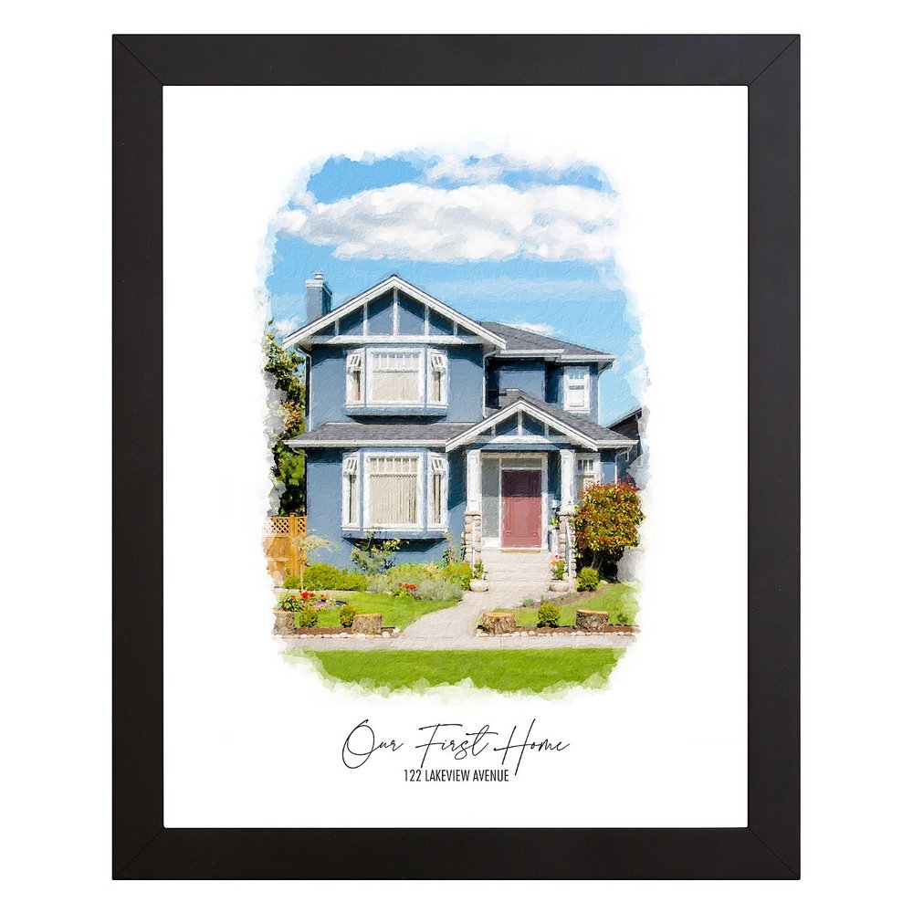 Painterly House Portrait - Framed - 11x14 - Portrait