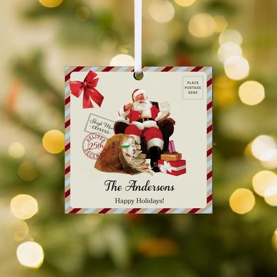 Postcard to Santa Square Ornaments