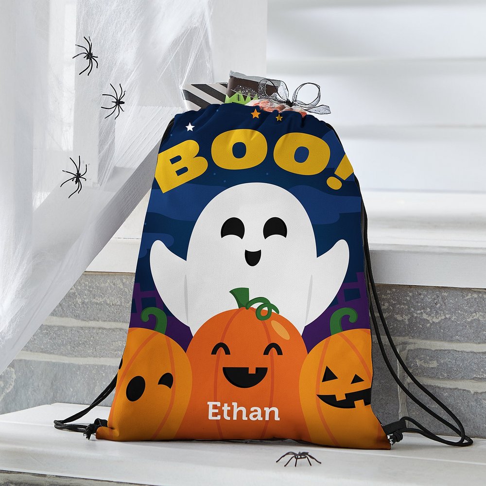 Spooky Boo! All-Over Print Halloween Personalized Drawstring Bag