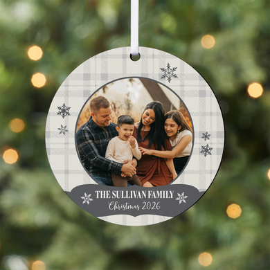Snowflake Sentiments Personalized Photo Round Ornament