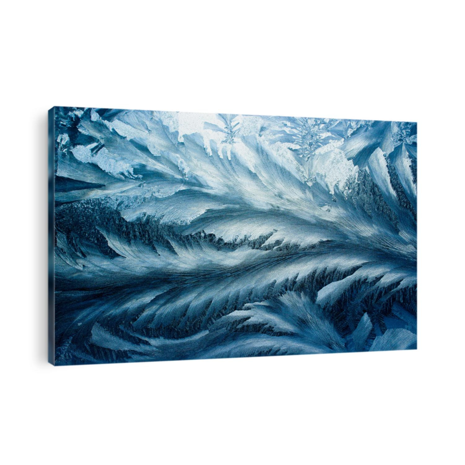 Frosty christmas pattern at a winter window glass