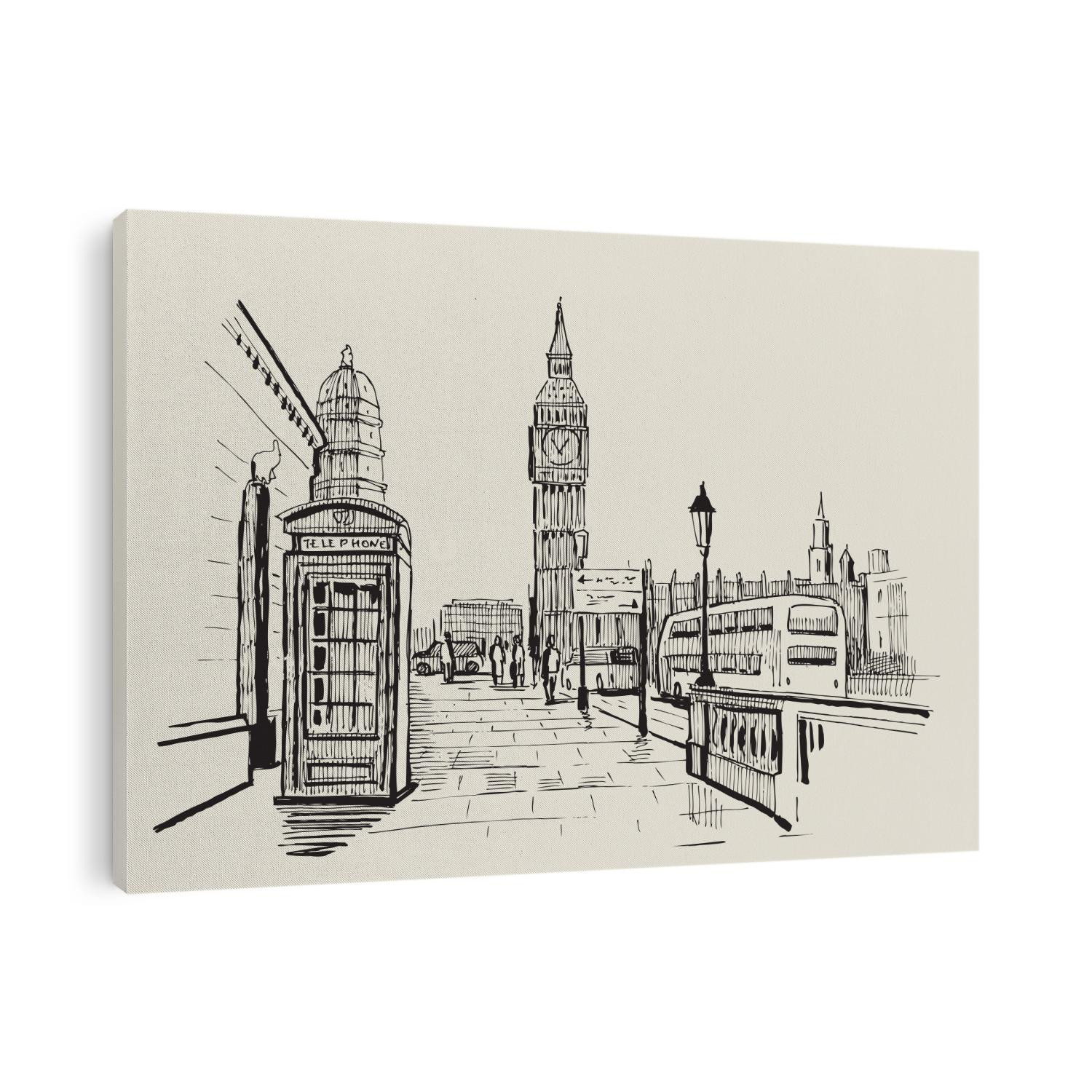 vector hand drawn landscape of London city