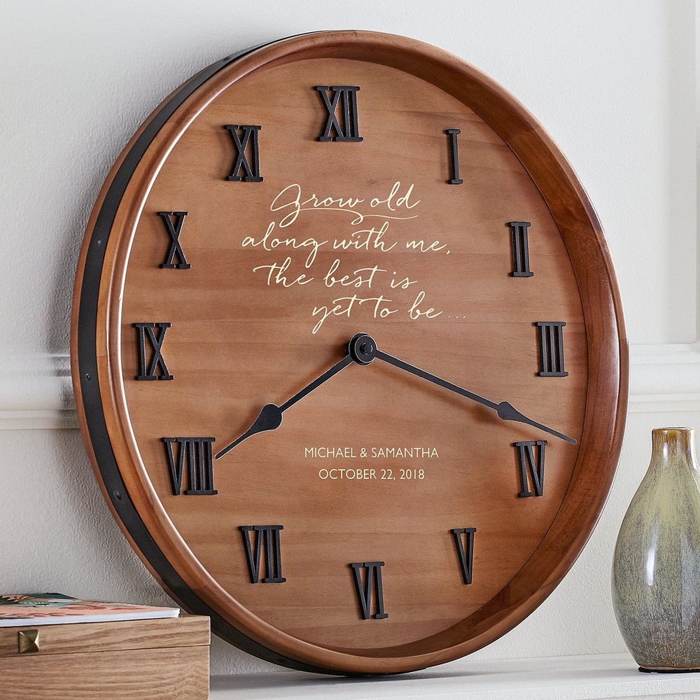 Age Together Personalized Wine Barrel Clock