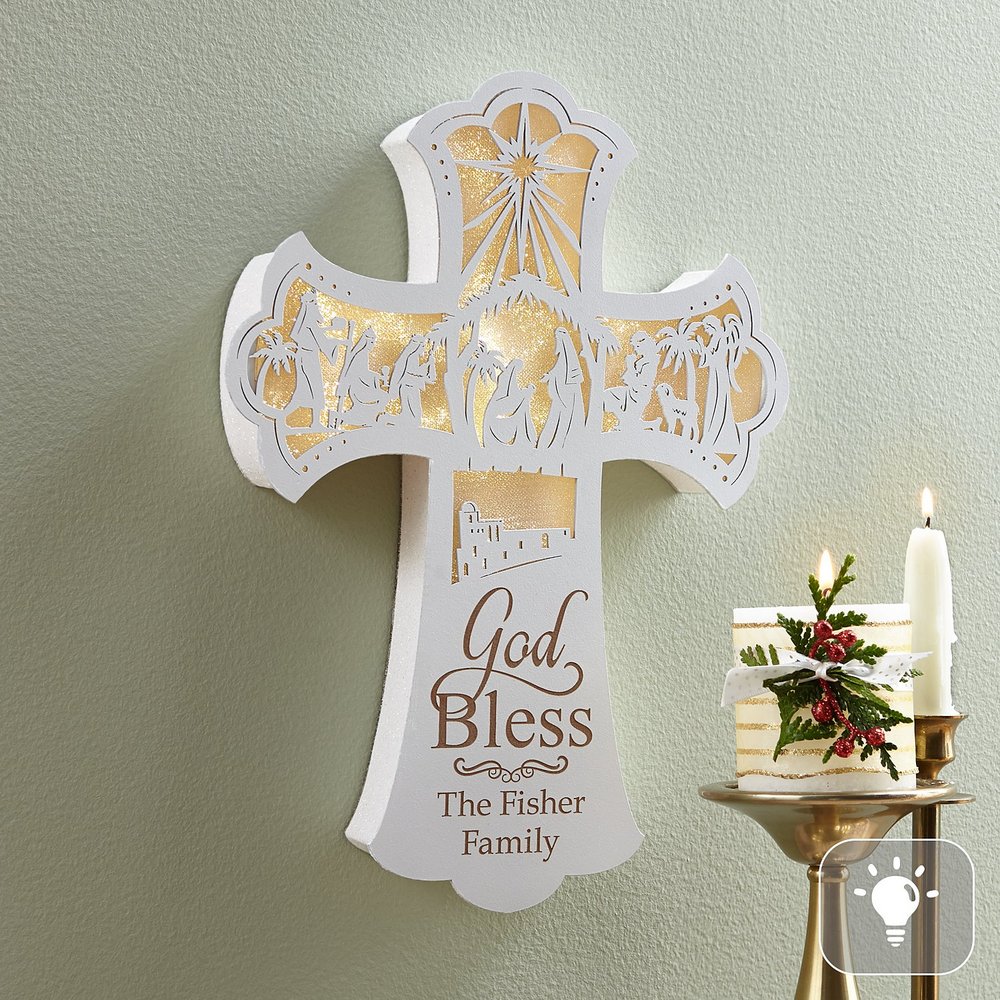 Radiant Nativity Personalized Wall Cross