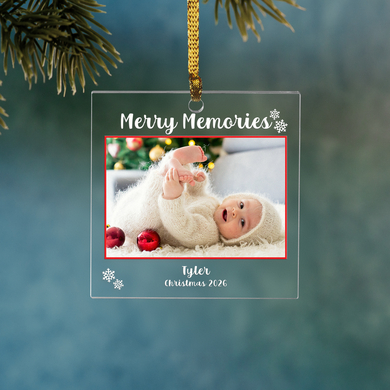 Cherished Memories Personalized Photo Square Ornament