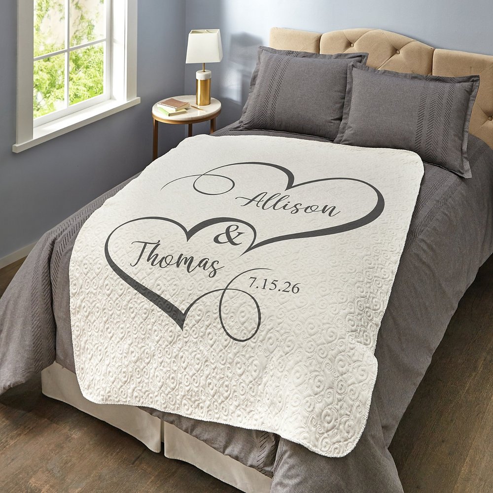 Twin Hearts United Personalized Quilted Throw