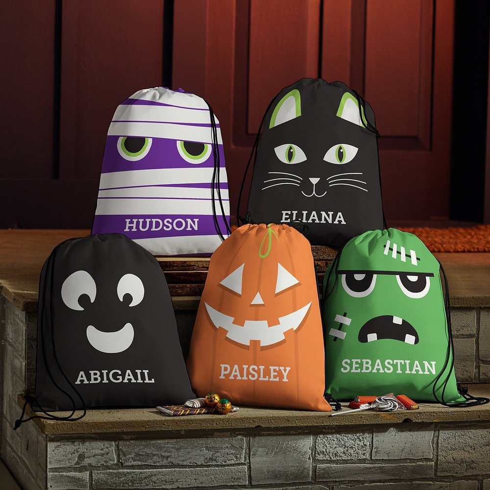 Halloween Characters Drawstring Treat Bag