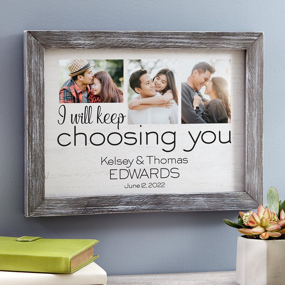 Forever Choosing You Personalized Photo Barnwood Frame