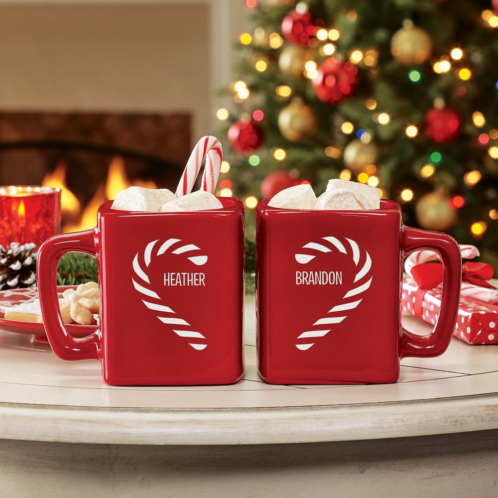 Sweetheart Candy Cane Personalized Mug Set