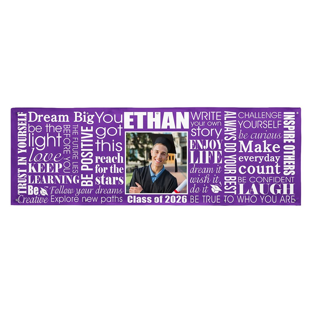 Dream Big Graduation Photo Banner-10ft-Purple