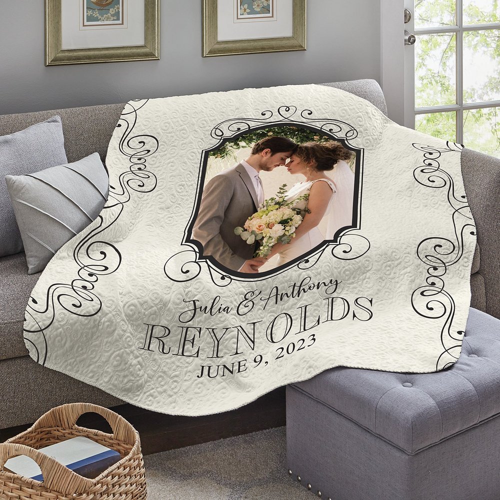 Treasure Our Love Personalized Photo Quilted Throw