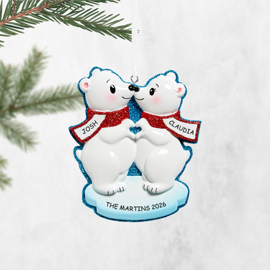 Snuggly Polar Bears Couples Ornament