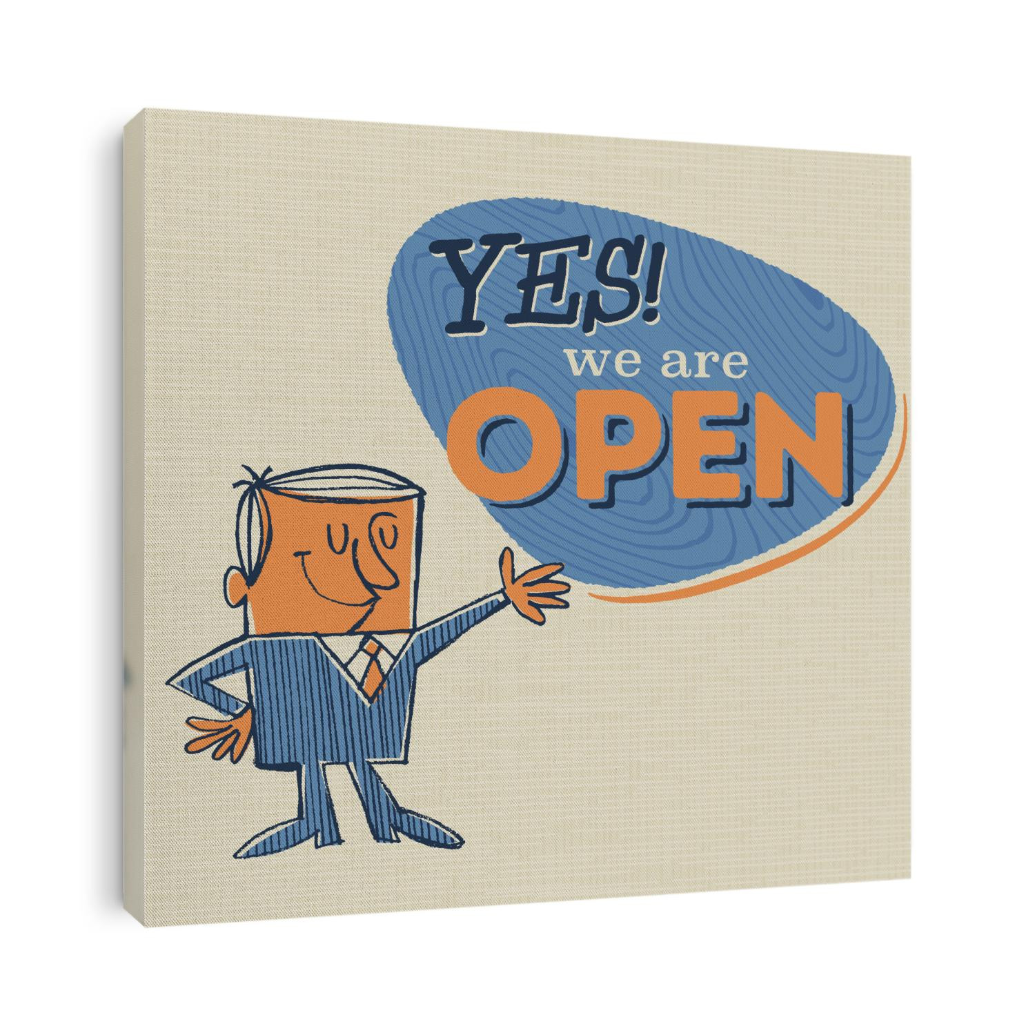 Vintage Style Open Sign with Vintage Offset Effects - Yes! We Are Open - Vector EPS10.