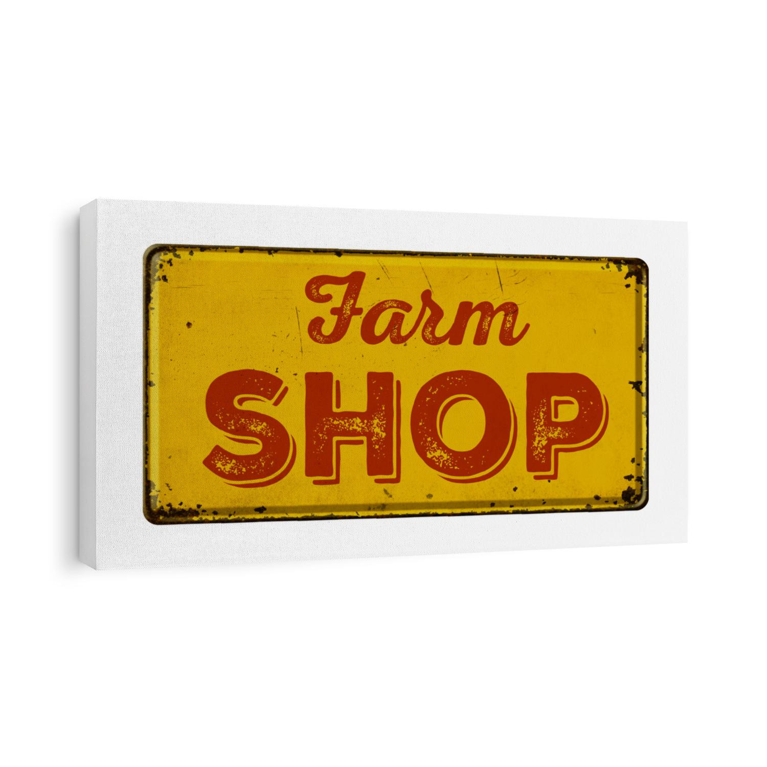 Vintage rusty metal sign on a white background - Farm Shop