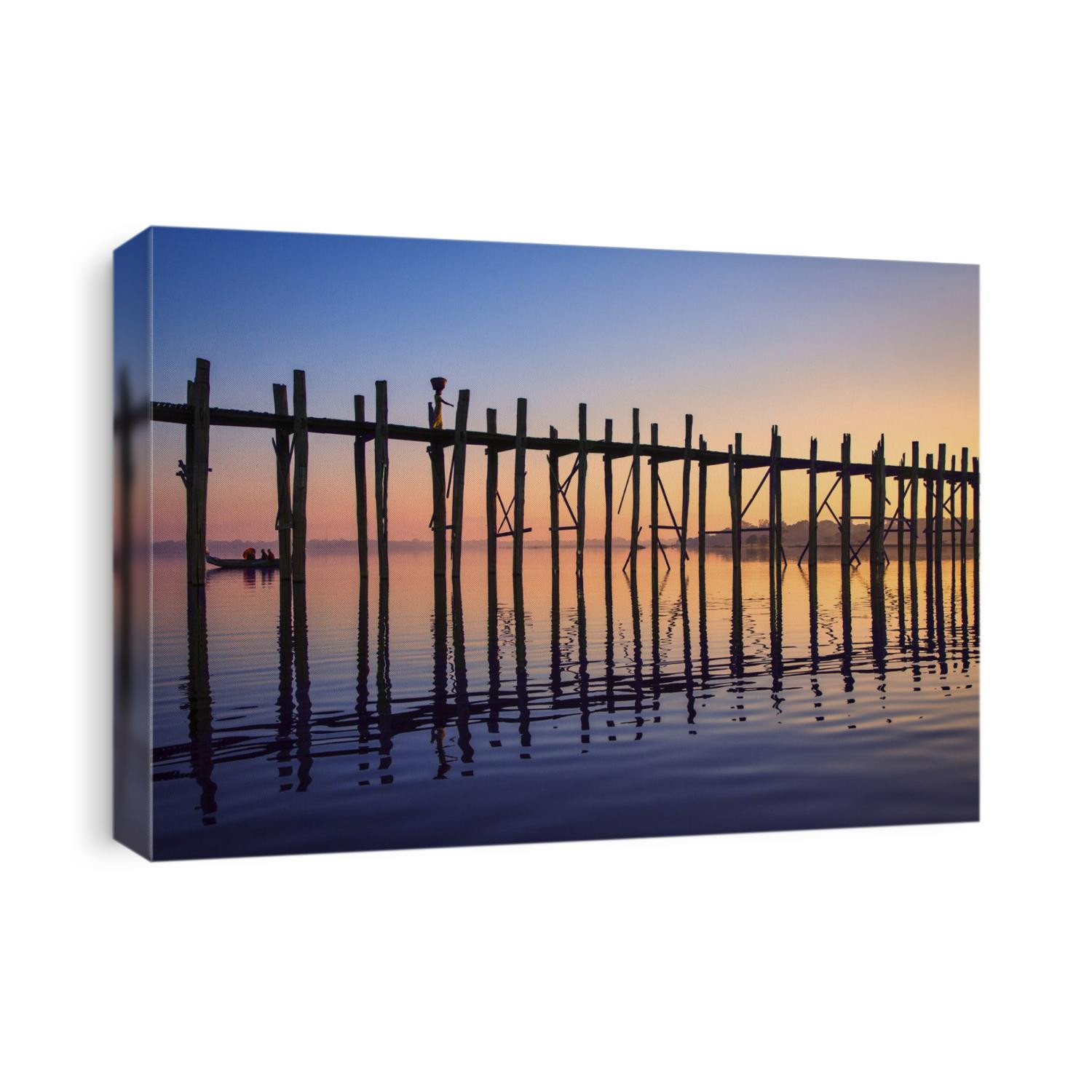 People walking on the Ubein Bridge in Mandalay, Myanmar