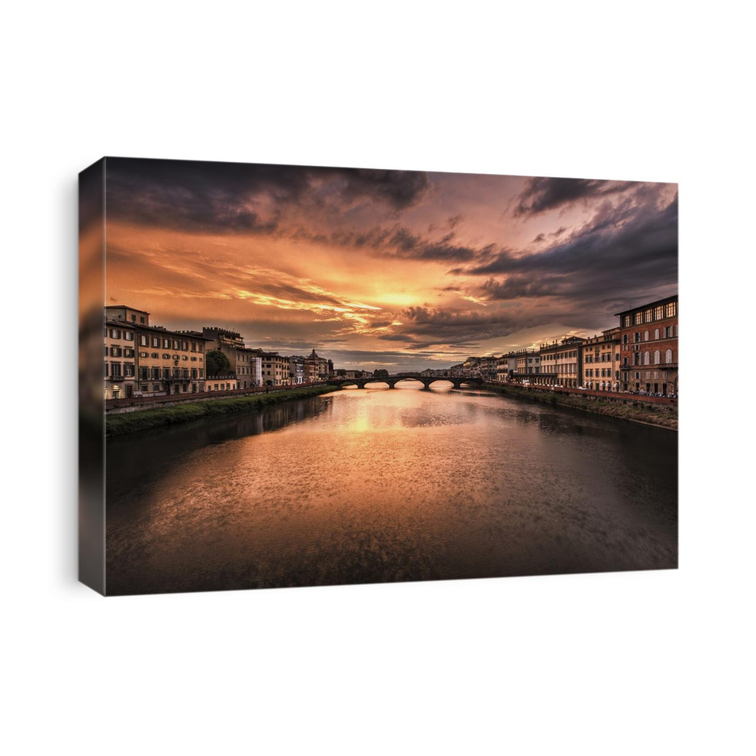 The Arno River at sunset in Florence, Italy