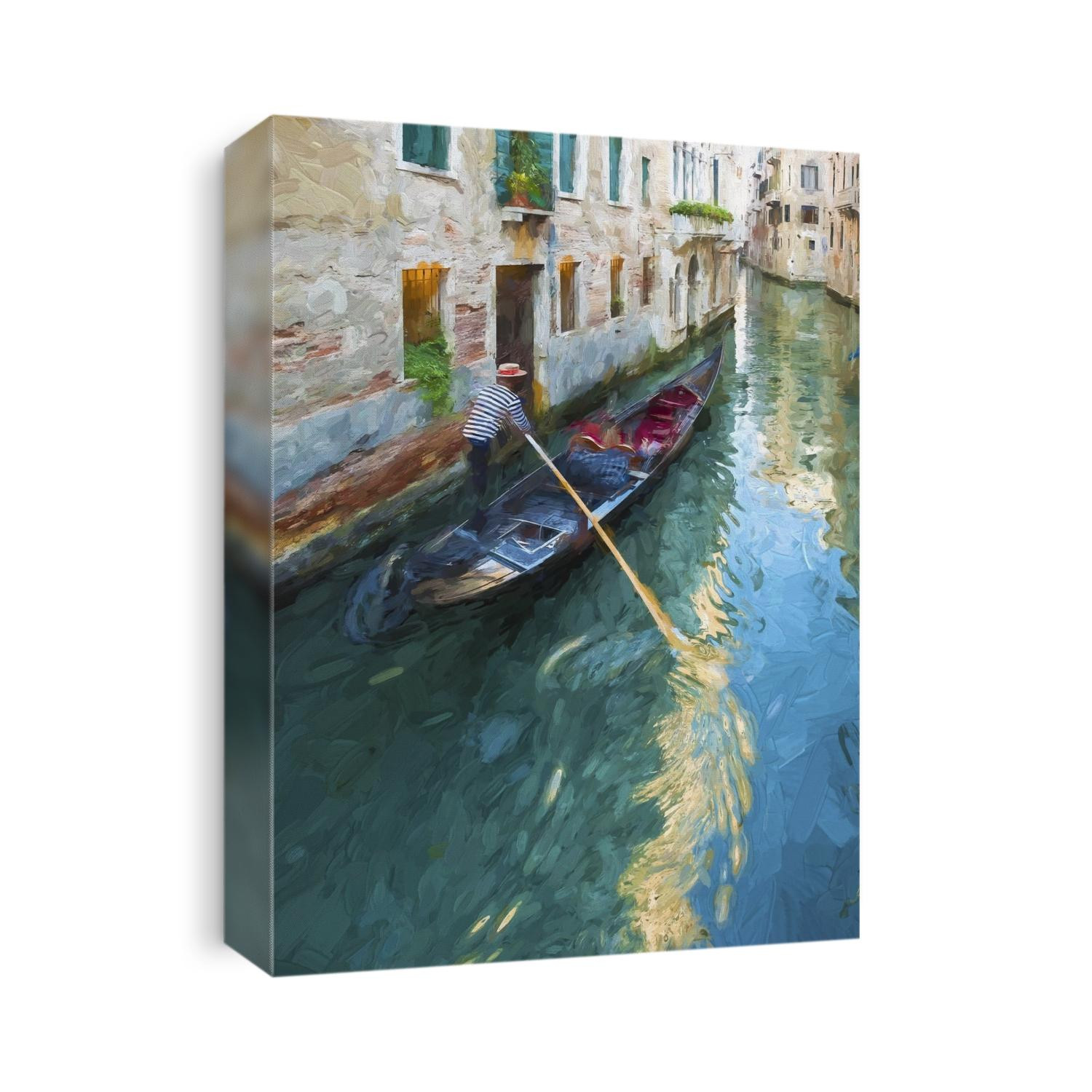 Gondola rowing in the canals of venice