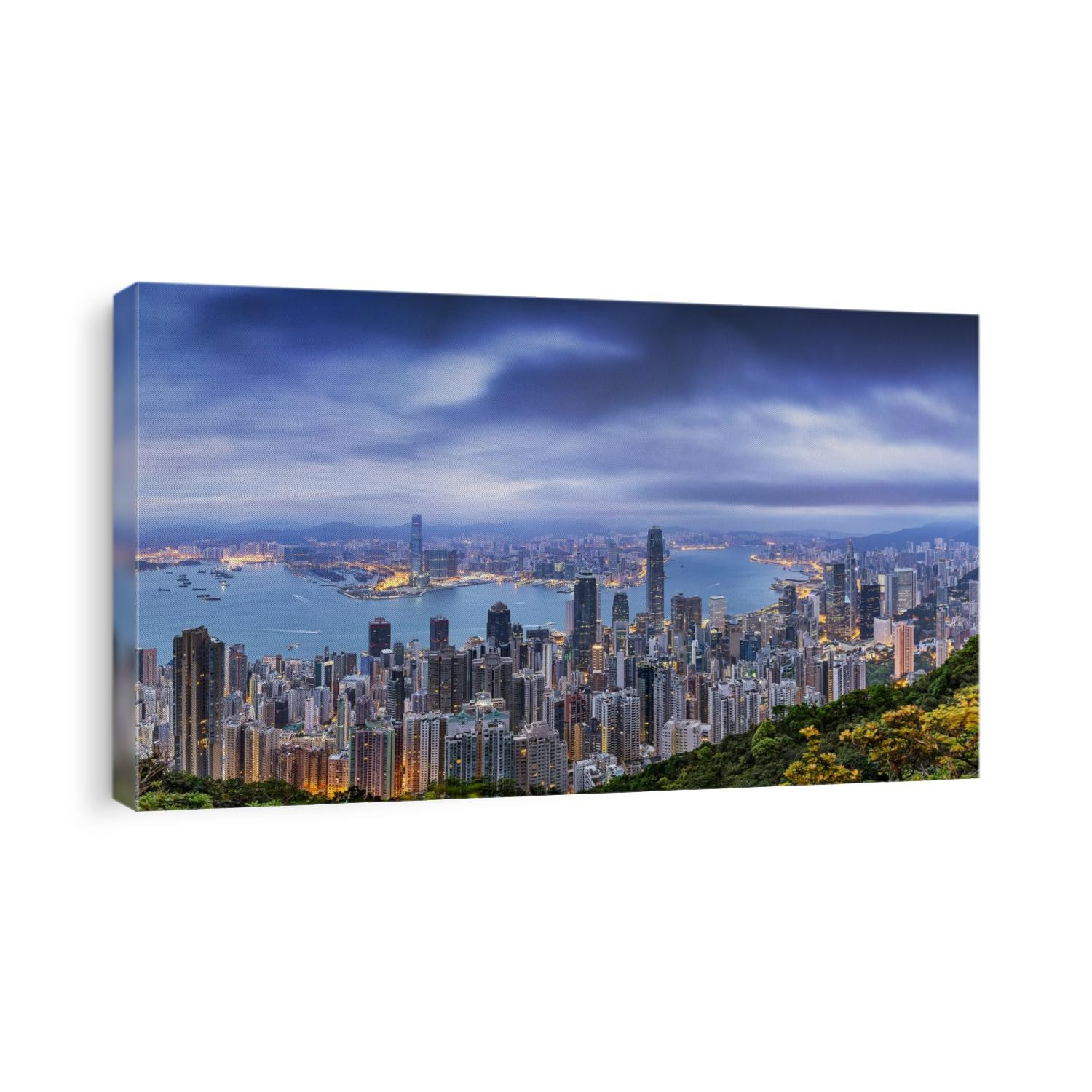 Panorama of Hong Kong Harbor from above